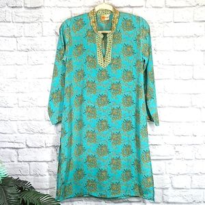 Elegant Blue and Gold Women's Blouse